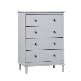 Classic 4-Drawer Solid Wood Dresser - Grey