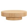 Modern Handcraft Drum Coffee Table Length 43.7 inch Ellipse Coffee Table for Living Room,Oval Small Coffee Table with Sturdy Pedestal,Natural Ash MDF