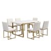 Modern Dining Table Set for 6 Faux Marble Kitchen Table Set with 6 Upholstered Dining Chairs, 7-Piece