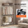 VEVOR Heavy Duty Clothes Rack, Rolling Clothing Garment Rack with 3 Storage Tiers, 2 Rods and 2 Pairs Side Hooks