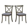 Wooden X Back Dining Chairs Set of 2, Modern Fabric Upholstered Kitchen Side 2PC Chairs, Cross Back Rubber Wood Farmhouse Dining Room Chair,OAK