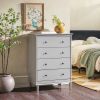 Classic 4-Drawer Solid Wood Dresser - Grey