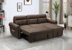 Hugo 96" Brown Reversible Sleeper Sectional Sofa Chaise with USB Charger