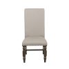 Classic Traditional Fabric Upholstered Dining Side Chairs Set of 2, Dark Cherry Finish Nailhead Trim Wooden Furniture
