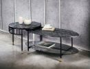 Silas Engineered Stone Top & Black Finish Nesting Table