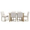 Modern Dining Table Set for 6 Faux Marble Kitchen Table Set with 6 Upholstered Dining Chairs, 7-Piece