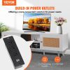 VEVOR Rattan TV Stand for 65 inch TV, Boho TV Stand with Rattan Door, Entertainment Center with Build-in Socket and USB Ports