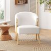 Modern Accent Chair with White Upholstery and Solid Wood Frame, Minimalist Lounge Chair for Living Room, Bedroom, or Office
