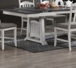 Contemporary 1pc Dining Table w 2x Leaves Antique White And Grey Finish Table Top Kitchen Dining Room