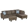 Brown Corduroy Living Room Sofa Set B