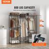 VEVOR Heavy Duty Clothes Rack, Rolling Clothing Garment Rack with 4 Hang Rods & 8 Storage Tiers, Adjustable Custom Closet Rack