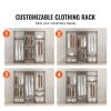 VEVOR Heavy Duty Clothes Rack, Rolling Clothing Garment Rack with 4 Hang Rods & 8 Storage Tiers, Adjustable Custom Closet Rack